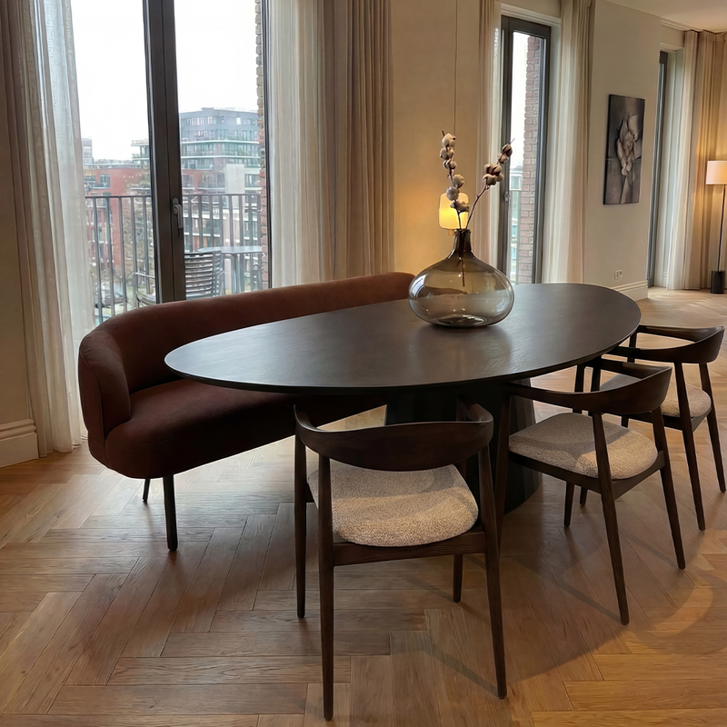 Eiken massief eettafel Walnut brown 2x - Kiezel-A - Sjors walnut brown 2x